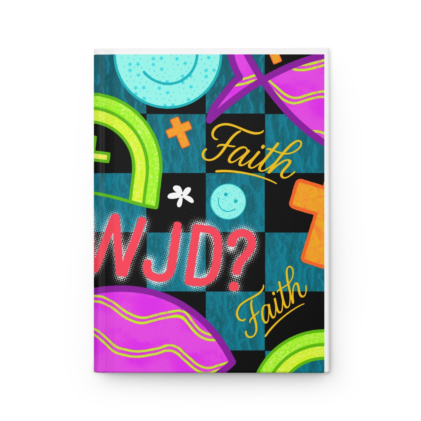 Faith Pattern Hardcover Journal — Colorful Faith & 'WJD?' Notebook