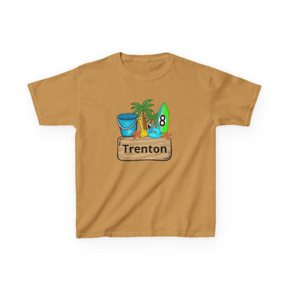 Kids Tee — Personalized Beach Design with Name (Trenton)