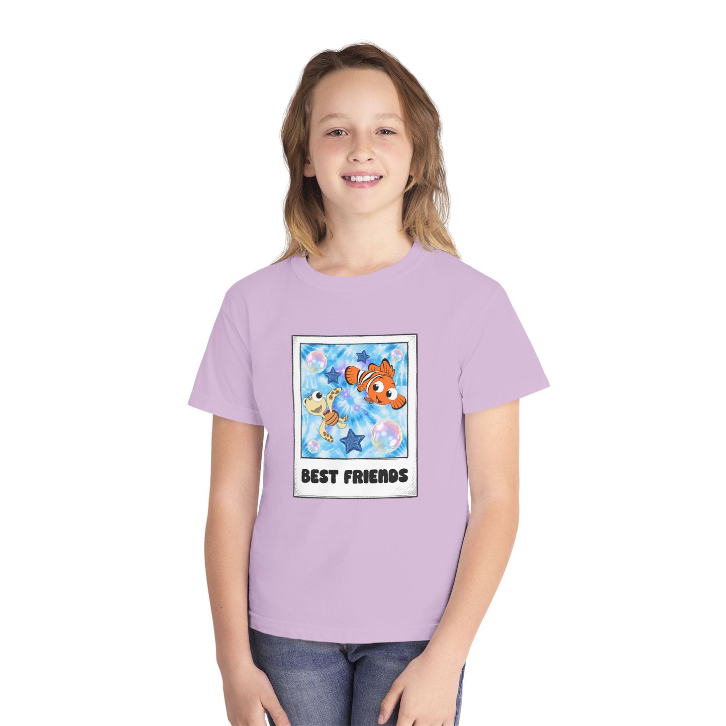 Youth Tee — 'Best Friends' Playful Fish Polaroid Graphic