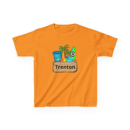 Kids Tee — Personalized Beach Design with Name (Trenton)