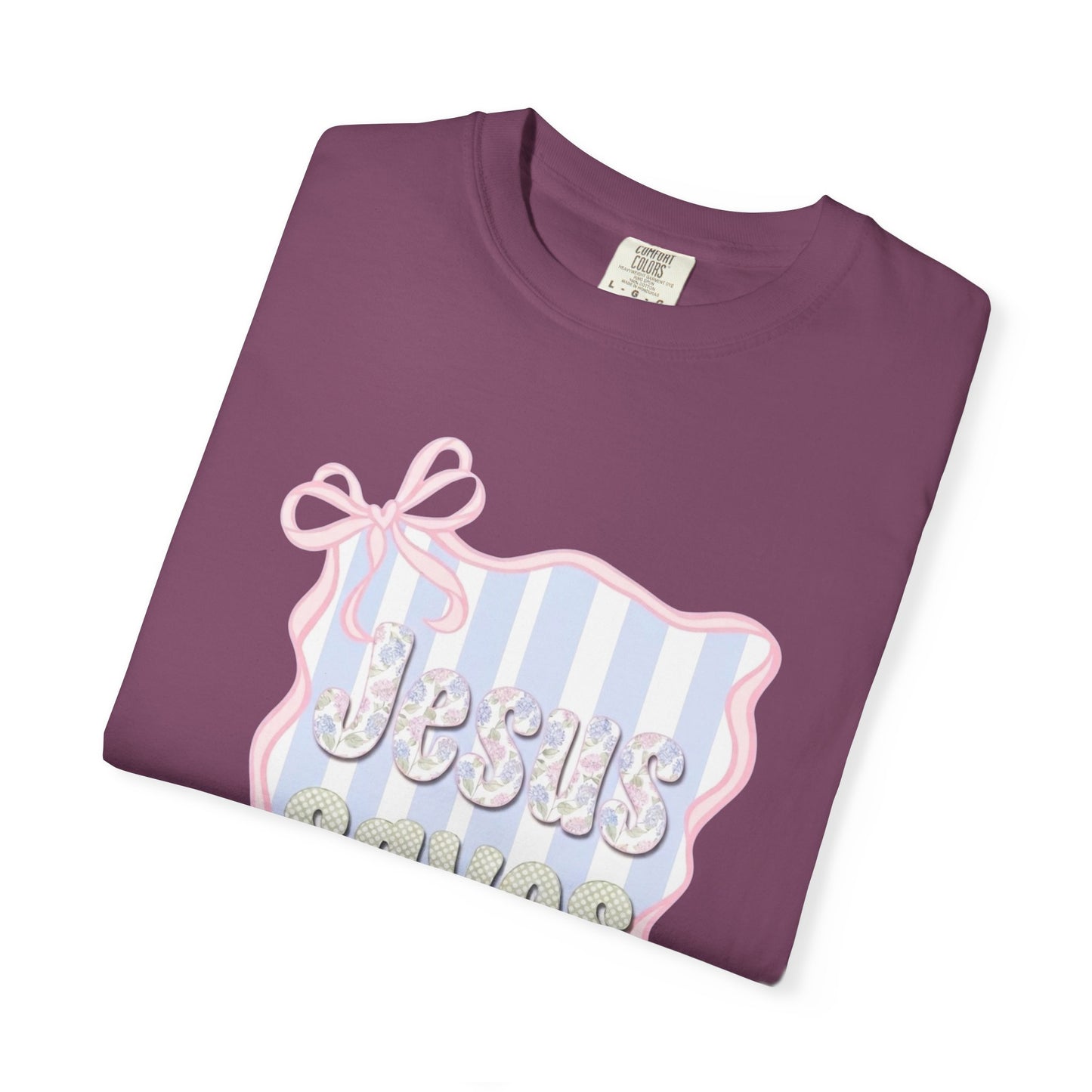 Jesus Saves I Present T-Shirt — Pastel Ribbon Christian Tee