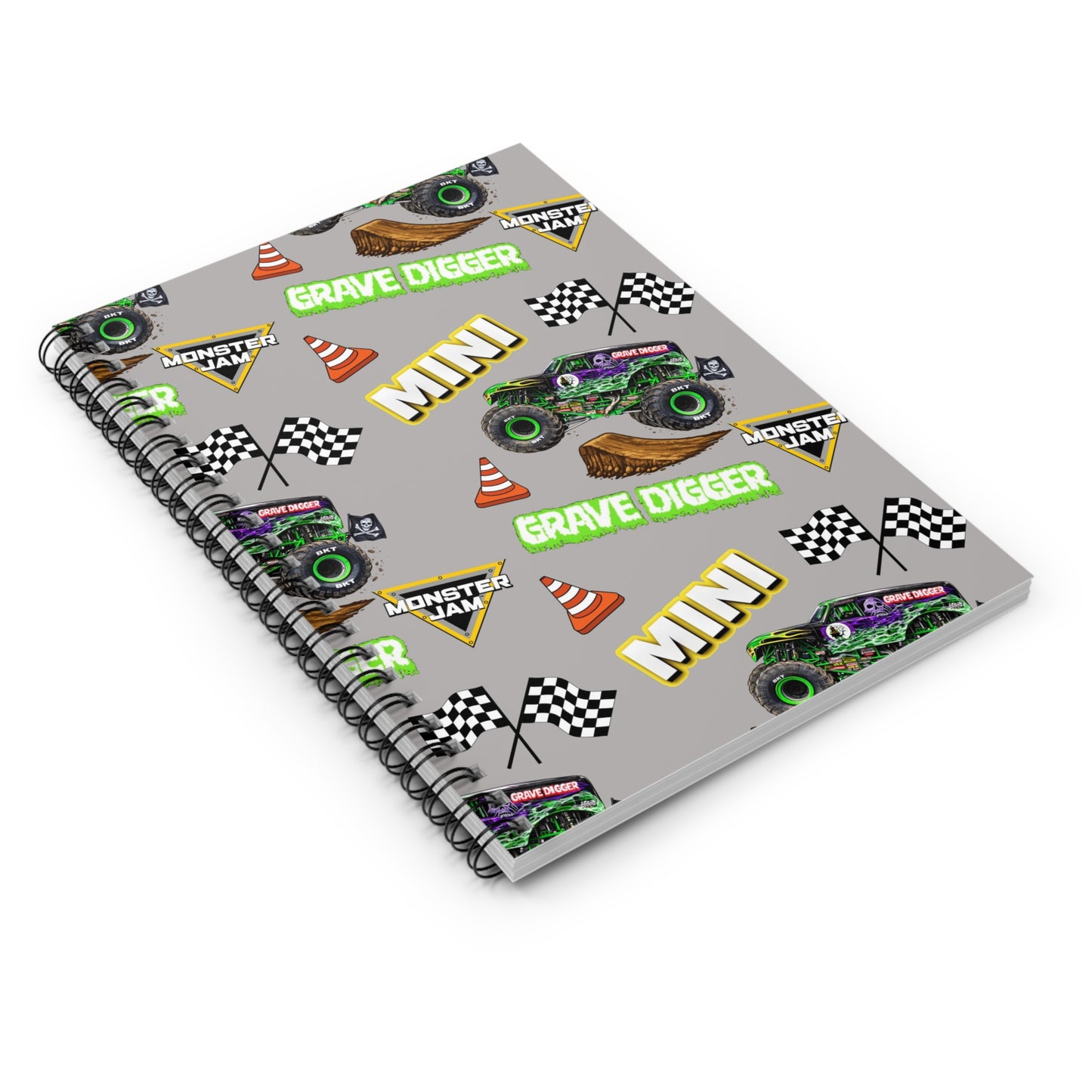 Grave Digger Mini Monster Truck Spiral Notebook — Racing Checkered Notes for Kids