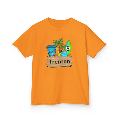 Kids Tee — Personalized Beach Design with Name (Trenton)