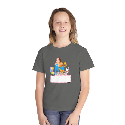 Youth Name-Label T-Shirt - Cute Preschool Daycare Shirt with Blocks & Bunny