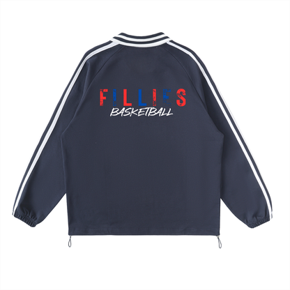 Contrast Striped Lapel Collar Sweatshirt