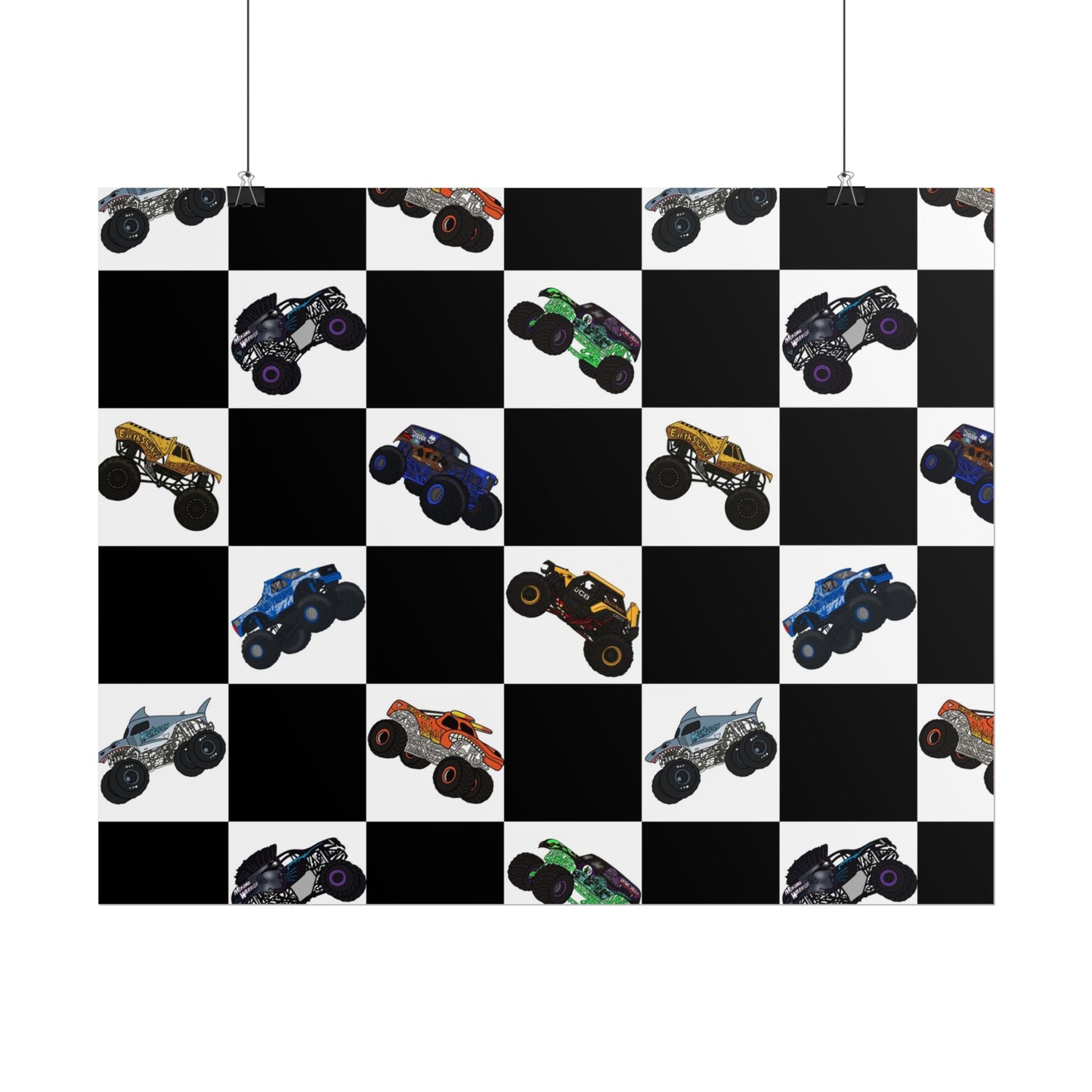 Monster Truck Checkered Poster – Kids Room Wall Art
