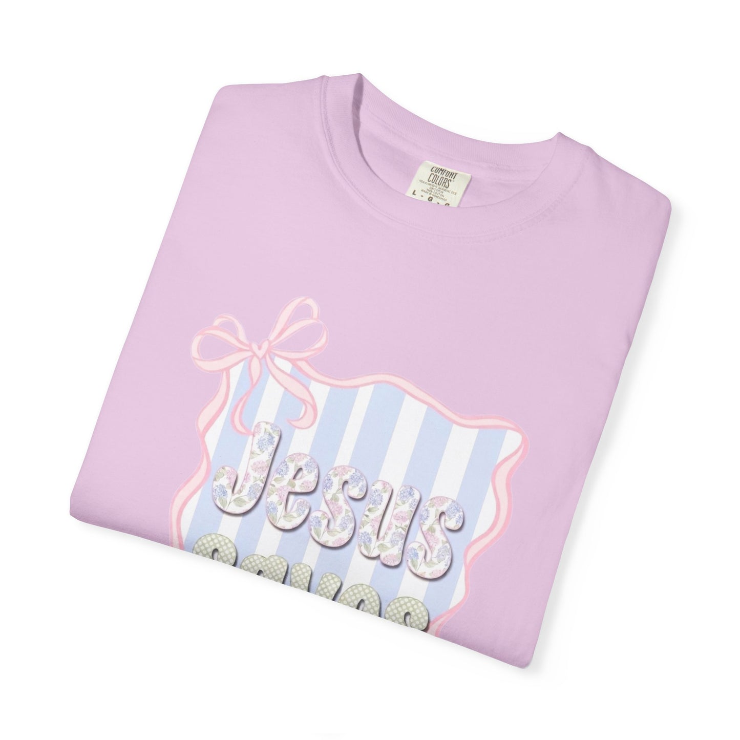 Jesus Saves I Present T-Shirt — Pastel Ribbon Christian Tee