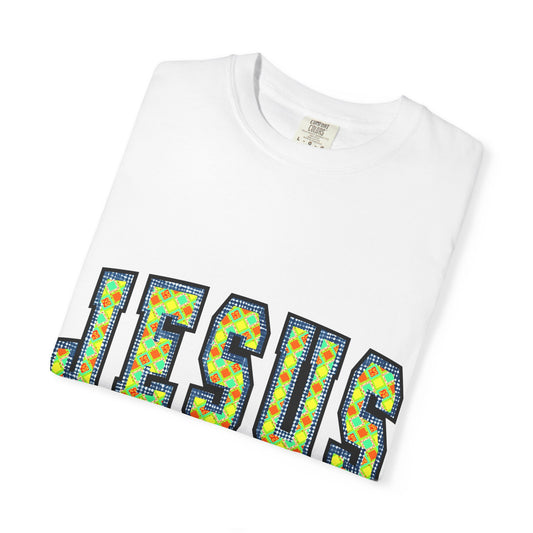 Jesus Saves T‑Shirt — Floral Mosaic Faith Tee for Christians