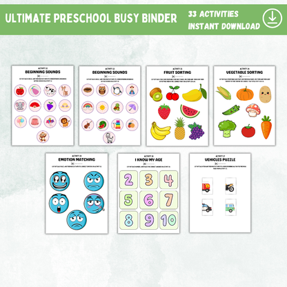 Printable Preschool Busy Binder - Digital Download - Tactical Guardian