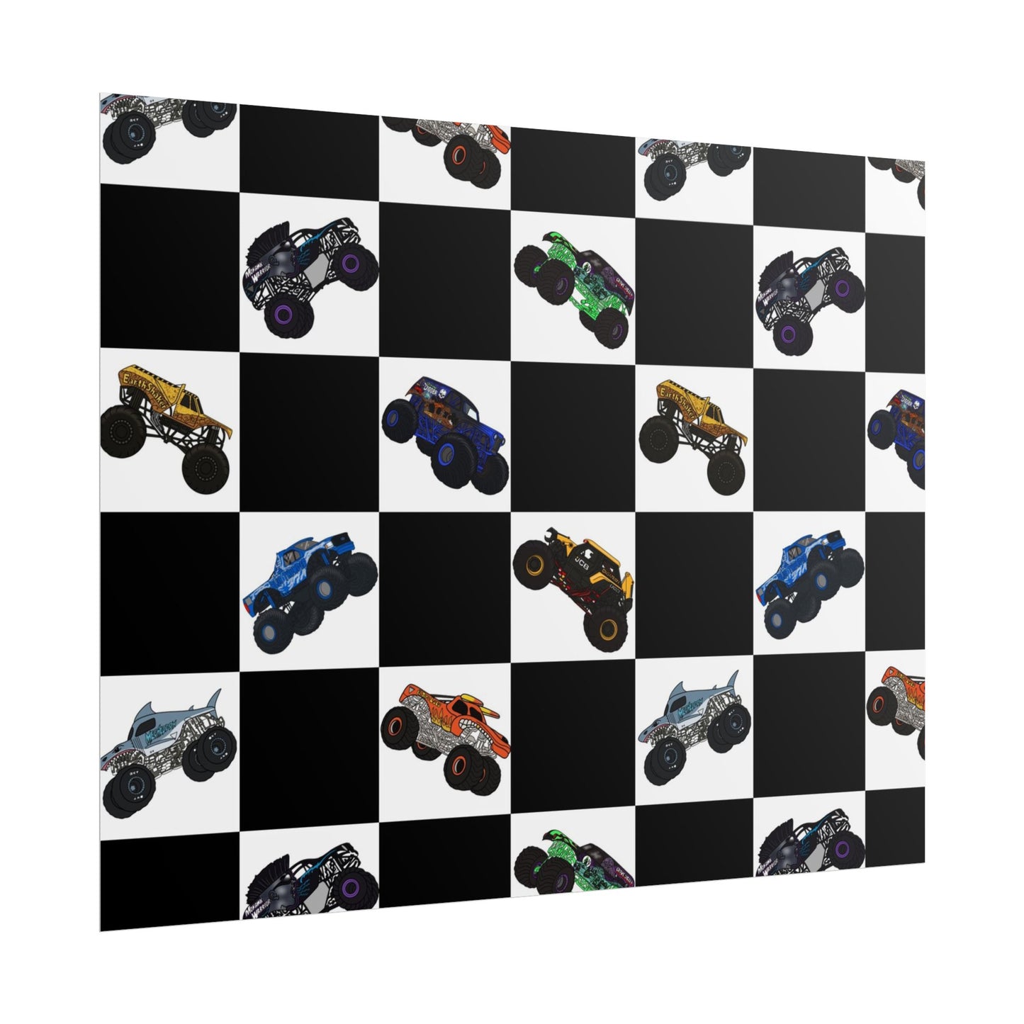 Monster Truck Checkered Poster – Kids Room Wall Art