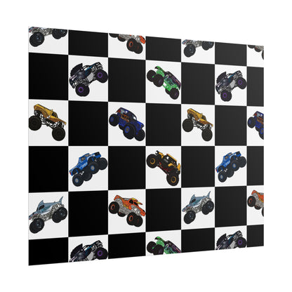 Monster Truck Checkered Poster – Kids Room Wall Art