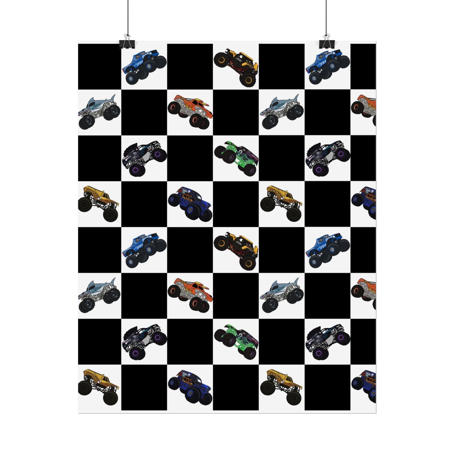 Monster Truck Checkered Poster – Kids Room Wall Art