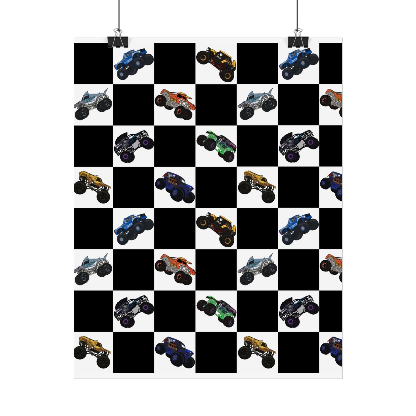 Monster Truck Checkered Poster – Kids Room Wall Art