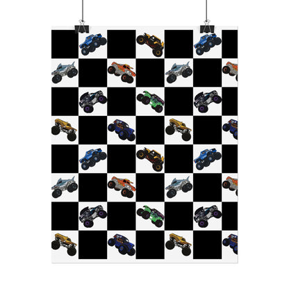 Monster Truck Checkered Poster – Kids Room Wall Art