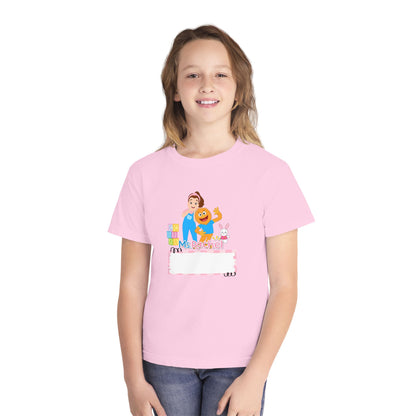 Youth Name-Label T-Shirt - Cute Preschool Daycare Shirt with Blocks & Bunny